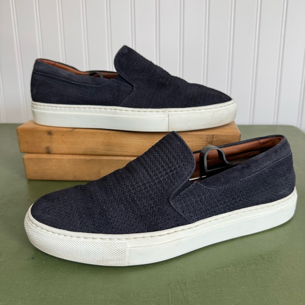 Aquatalia Alisha Mini Embossed Suede Slip On/Deck Shoes in Navy Suede *Italy*